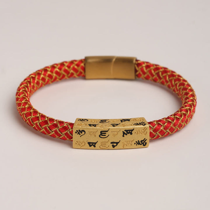 BWOOOH Tibetan Om Mani Padme Hum Various Colors Rope Gold Thread Diamond Knot Luck Buckle Bracelet