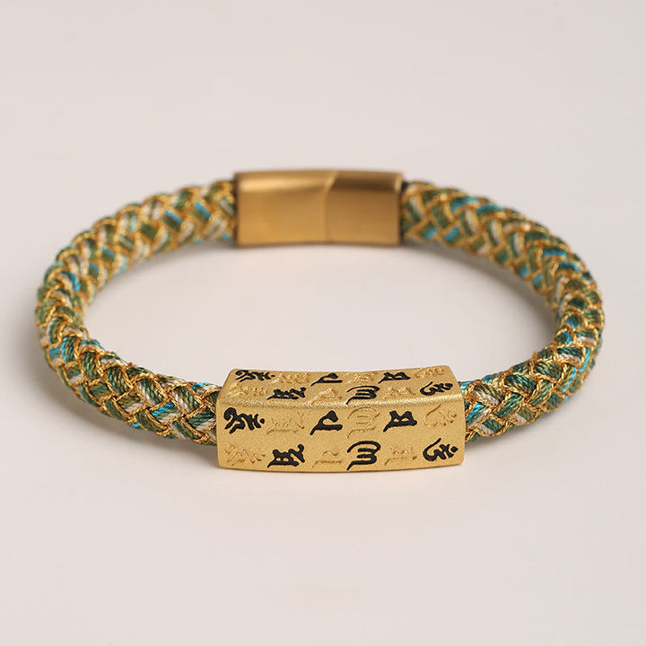 BWOOOH Tibetan Om Mani Padme Hum Various Colors Rope Gold Thread Diamond Knot Luck Buckle Bracelet
