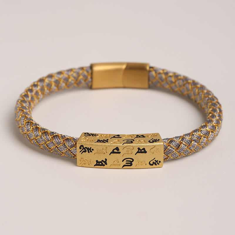 BWOOOH Tibetan Om Mani Padme Hum Various Colors Rope Gold Thread Diamond Knot Luck Buckle Bracelet