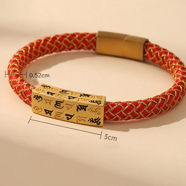 BWOOOH Tibetan Om Mani Padme Hum Various Colors Rope Gold Thread Diamond Knot Luck Buckle Bracelet