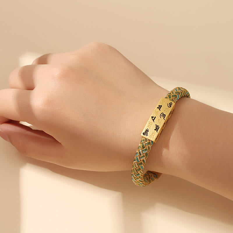 BWOOOH Tibetan Om Mani Padme Hum Various Colors Rope Gold Thread Diamond Knot Luck Buckle Bracelet