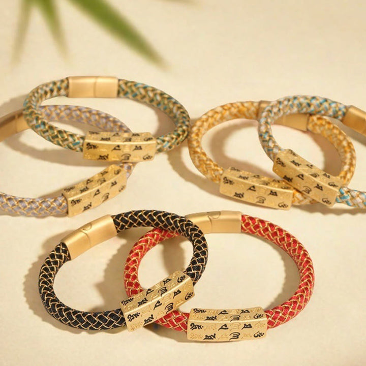 BWOOOH Tibetan Om Mani Padme Hum Various Colors Rope Gold Thread Diamond Knot Luck Buckle Bracelet