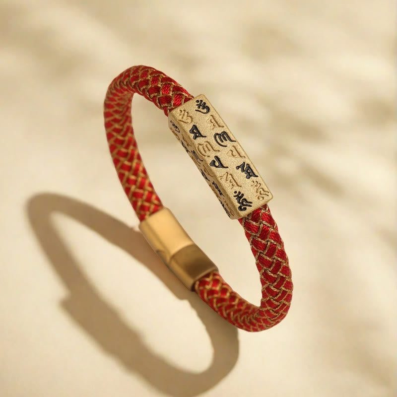 BWOOOH Tibetan Om Mani Padme Hum Various Colors Rope Gold Thread Diamond Knot Luck Buckle Bracelet
