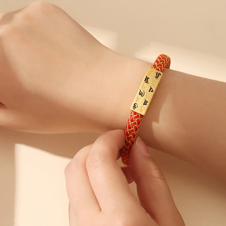 BWOOOH Tibetan Om Mani Padme Hum Various Colors Rope Gold Thread Diamond Knot Luck Buckle Bracelet