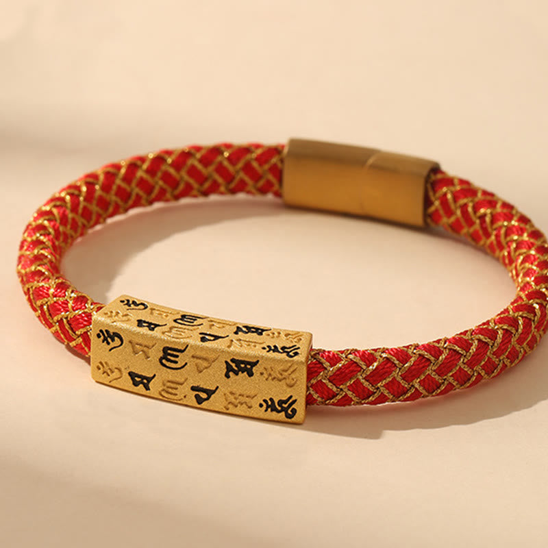BWOOOH Tibetan Om Mani Padme Hum Various Colors Rope Gold Thread Diamond Knot Luck Buckle Bracelet — Thread Tibetan bracel...