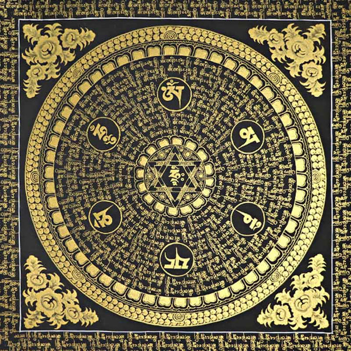 BWOOOH Tibetan thangka Buddhist painting - Tibetan Thangka Painting Om Mani Pa