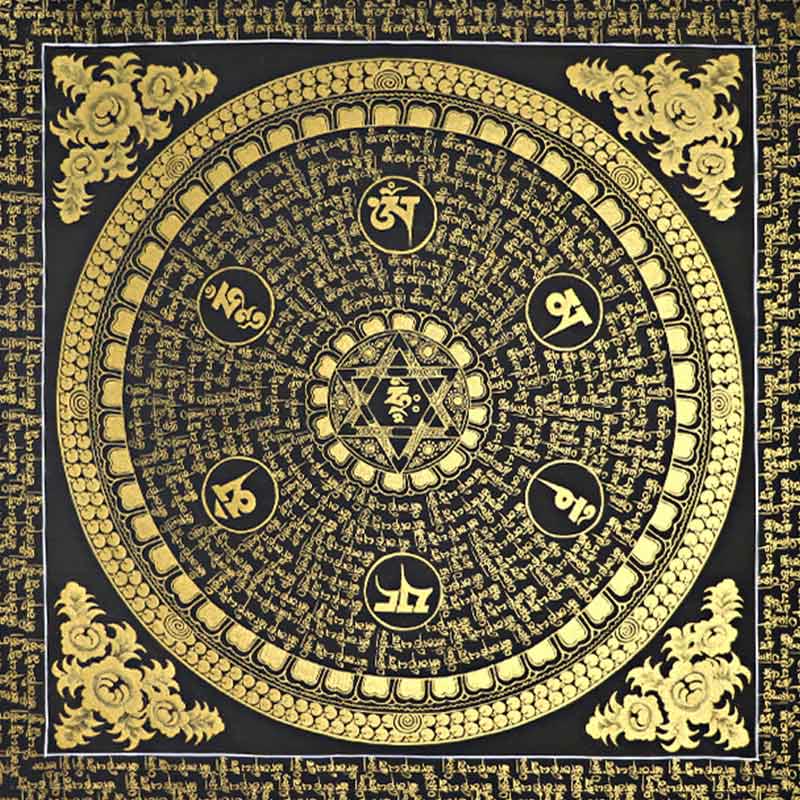 BWOOOH Tibetan thangka Buddhist painting - Tibetan Thangka Painting Om Mani Pa