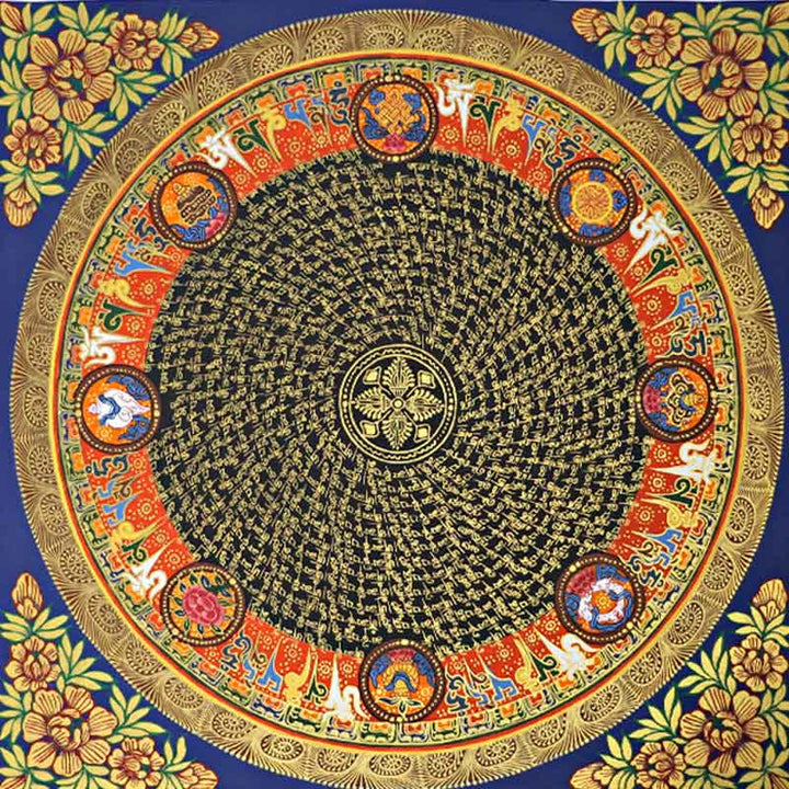 BWOOOH Tibetan thangka Buddhist painting - Tibetan Thangka Painting Om Mani Pa