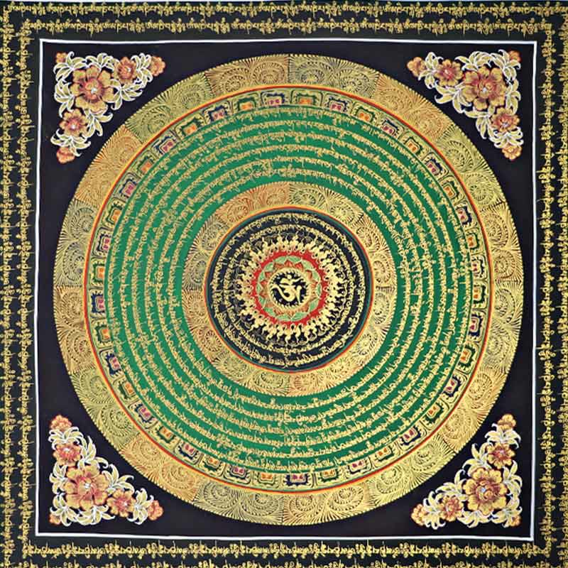 BWOOOH Tibetan thangka Buddhist painting - Tibetan Thangka Painting Om Mani Pa
