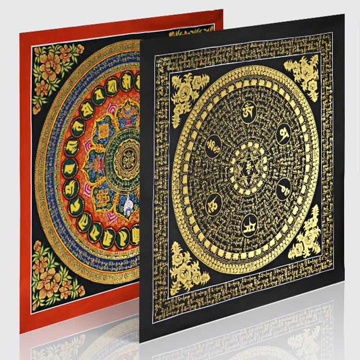 BWOOOH Tibetan thangka Buddhist painting - Tibetan Thangka Painting Om Mani Pa