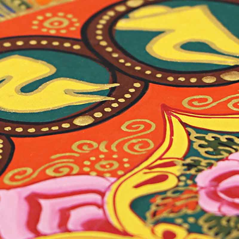 BWOOOH Tibetan thangka Buddhist painting - Tibetan Thangka Painting Om Mani Pa
