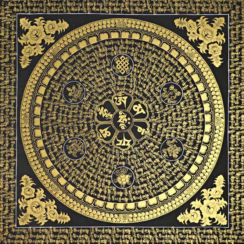 BWOOOH Tibetan thangka Buddhist painting - Tibetan Thangka Painting Om Mani Pa