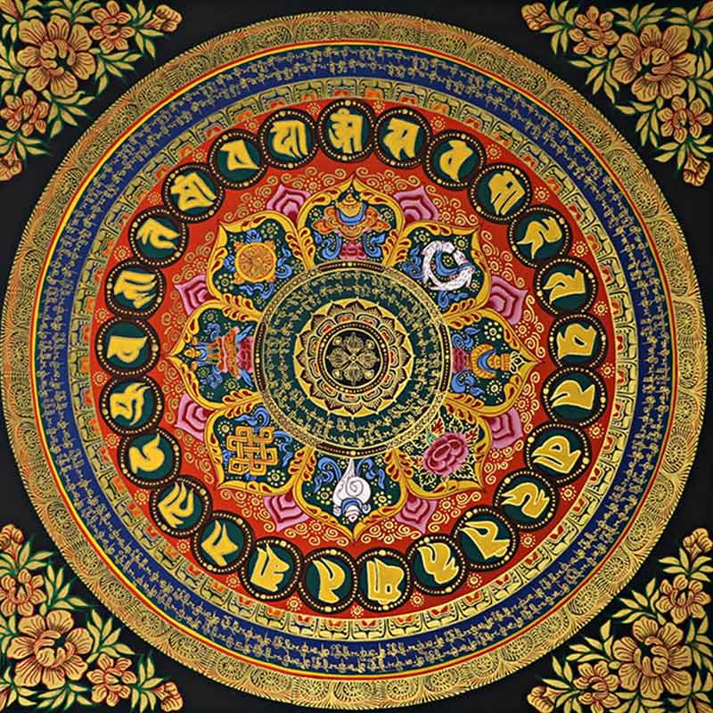 BWOOOH Tibetan thangka Buddhist painting - Tibetan Thangka Painting Om Mani Pa