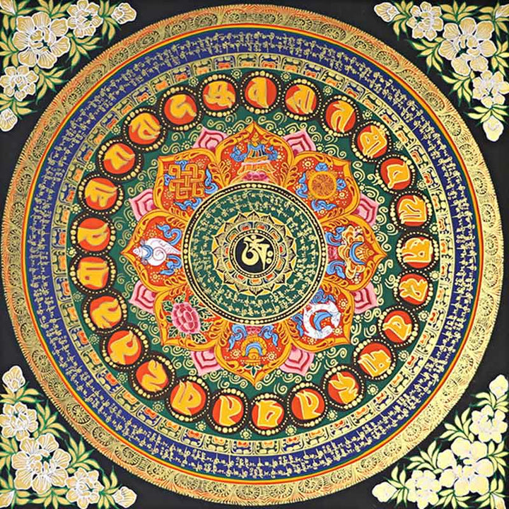 BWOOOH Tibetan thangka Buddhist painting - Tibetan Thangka Painting Om Mani Pa