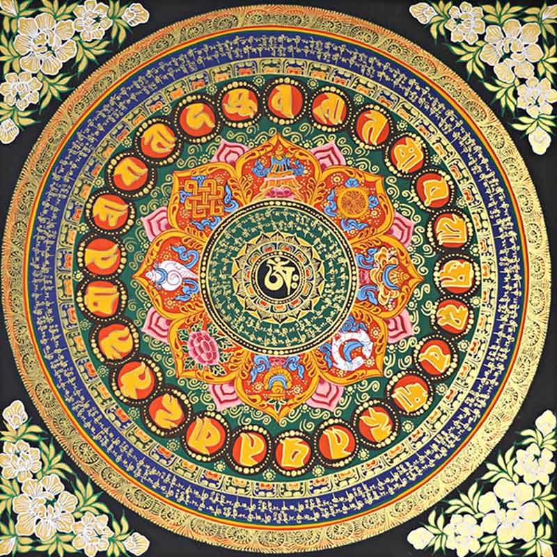BWOOOH Tibetan thangka Buddhist painting - Tibetan Thangka Painting Om Mani Pa