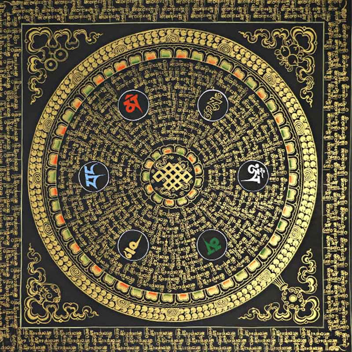 BWOOOH Tibetan thangka Buddhist painting - Tibetan Thangka Painting Om Mani Pa