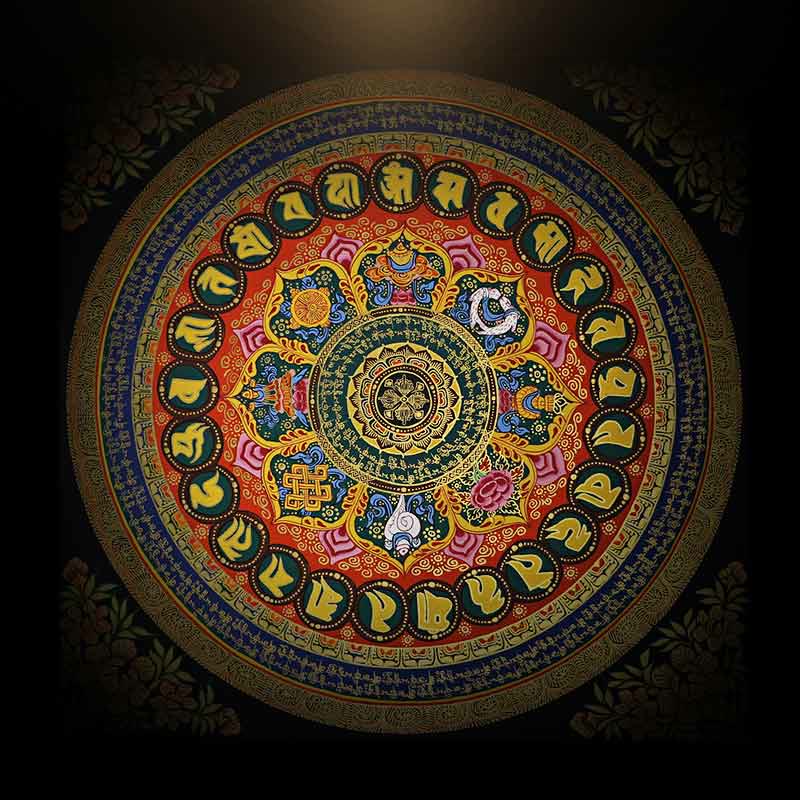 BWOOOH Tibetan thangka Buddhist painting - Tibetan Thangka Painting Om Mani Pa