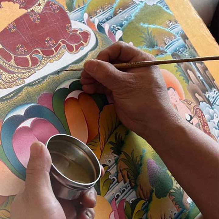 BWOOOH Tibetan thangka Buddhist painting - Tibetan Thangka Painting Om Mani Pa