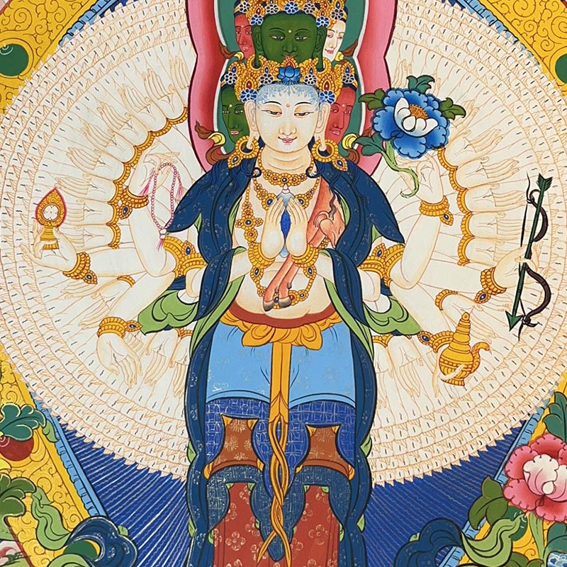 BWOOOH Tibetan thangka Buddhist painting - Tibetan Thangka Painting Yellow God