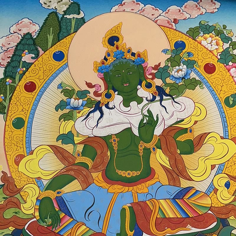 BWOOOH Tibetan thangka Buddhist painting - Tibetan Thangka Painting Yellow God