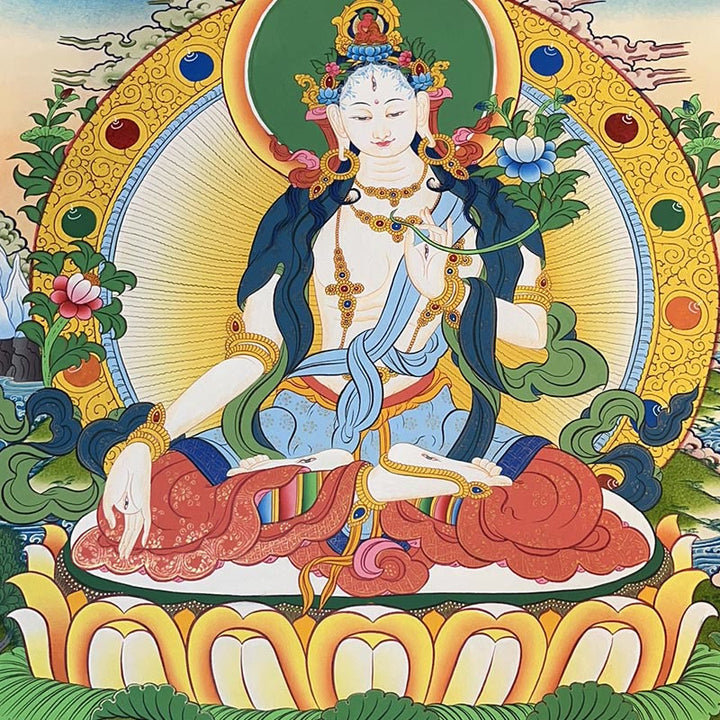 BWOOOH Tibetan thangka Buddhist painting - Tibetan Thangka Painting Yellow God