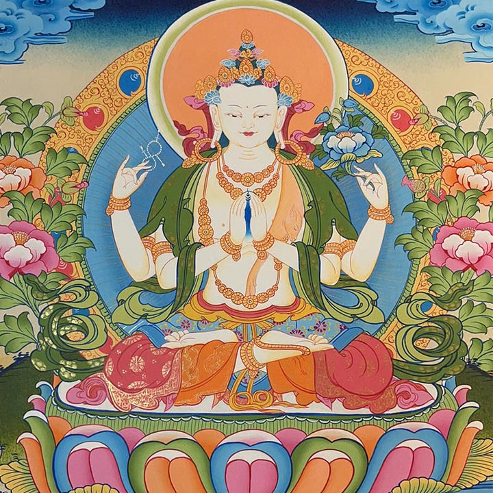 BWOOOH Tibetan thangka Buddhist painting - Tibetan Thangka Painting Yellow God