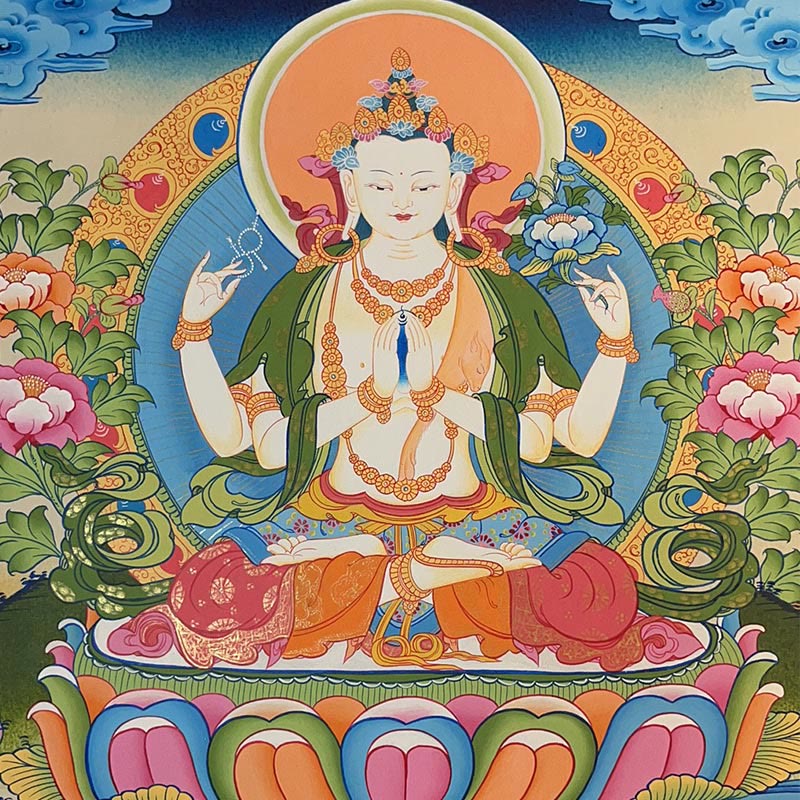 BWOOOH Tibetan thangka Buddhist painting - Tibetan Thangka Painting Yellow God