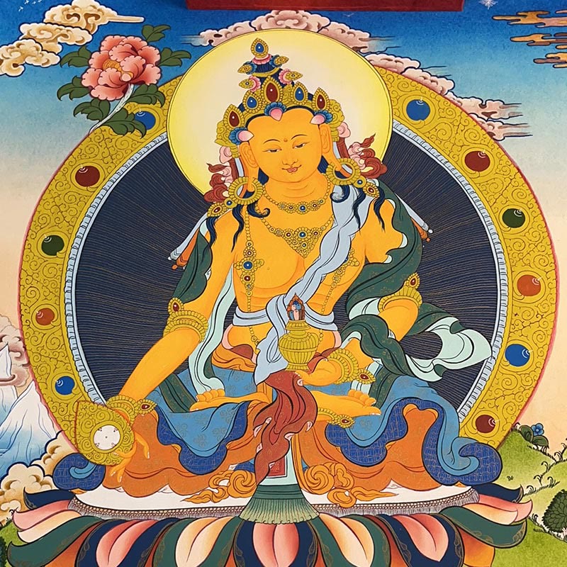 BWOOOH Tibetan thangka Buddhist painting - Tibetan Thangka Painting Yellow God
