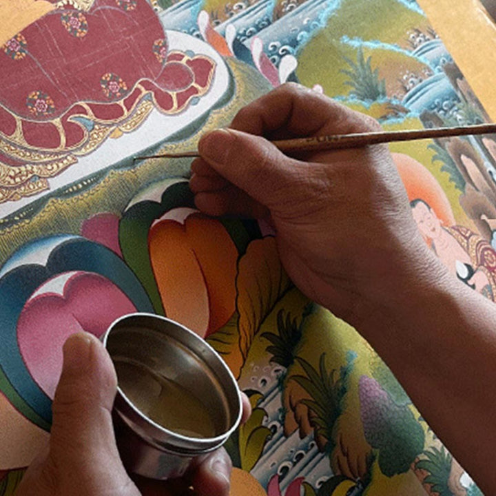 BWOOOH Tibetan thangka Buddhist painting - Tibetan Thangka Painting Yellow God