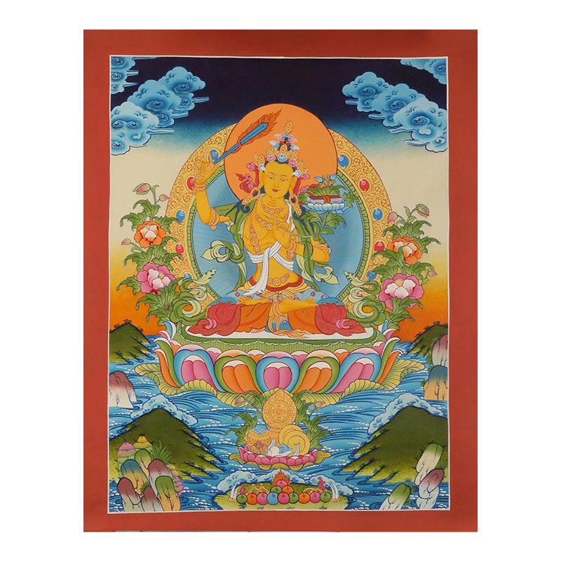 BWOOOH Tibetan thangka Buddhist painting - Tibetan Thangka Painting Yellow God