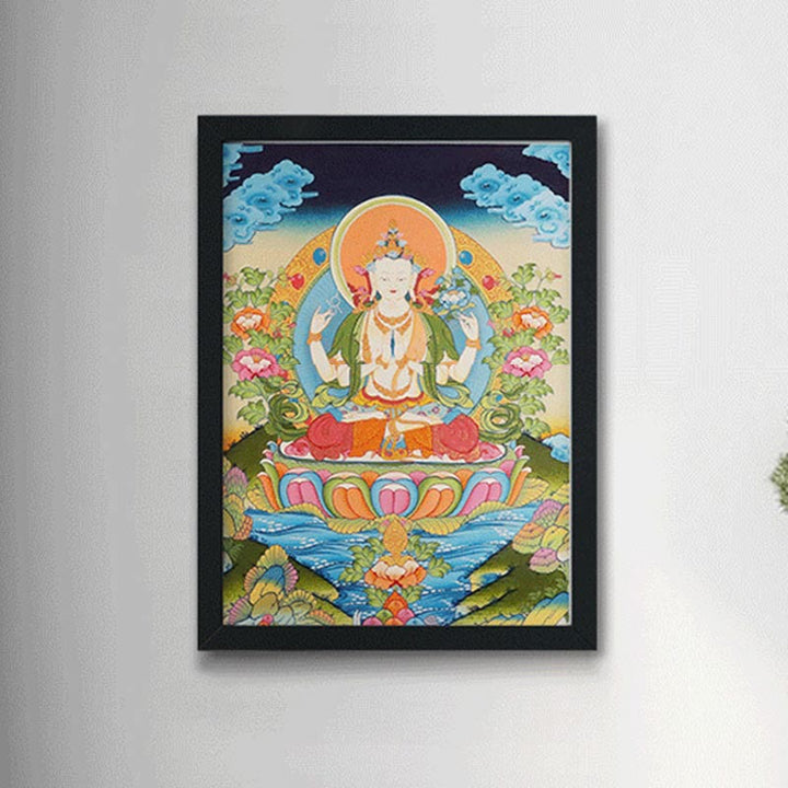 BWOOOH Tibetan thangka Buddhist painting - Tibetan Thangka Painting Yellow God