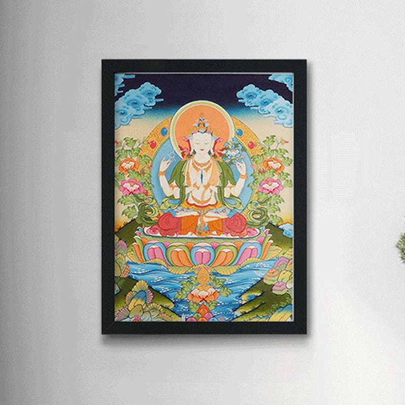 BWOOOH Tibetan thangka Buddhist painting - Tibetan Thangka Painting Yellow God