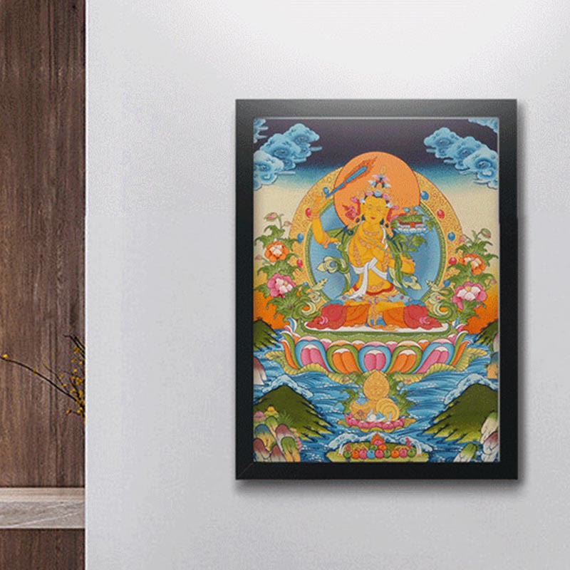 BWOOOH Tibetan thangka Buddhist painting - Tibetan Thangka Painting Yellow God