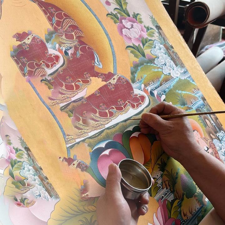 BWOOOH Tibetan thangka Buddhist painting - Tibetan Thangka Painting Yellow God