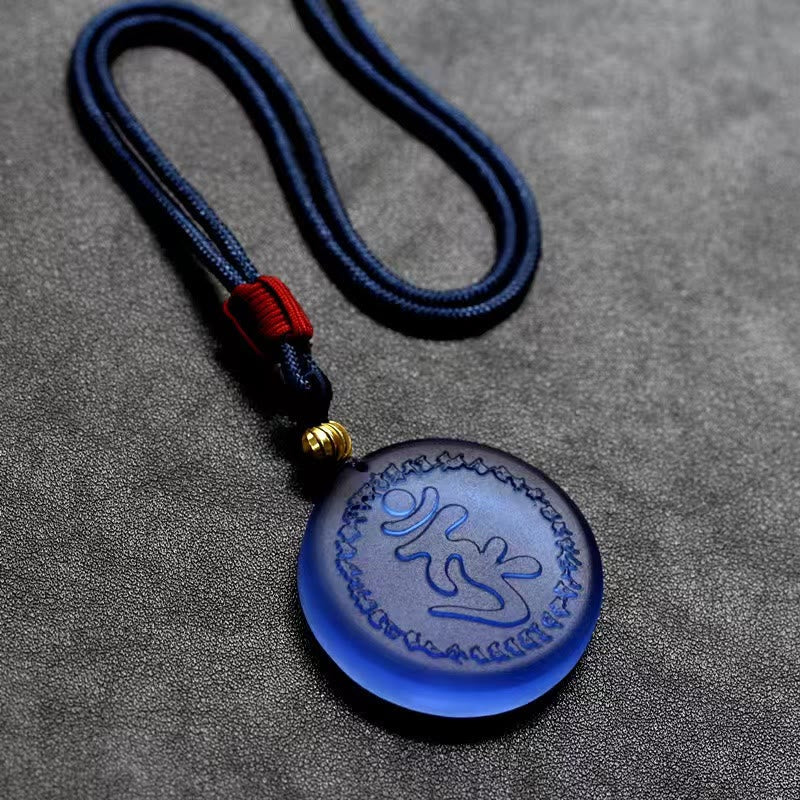 BWOOOH Tibet Shurangama Mantra Liuli Crystal Necklace Pendant