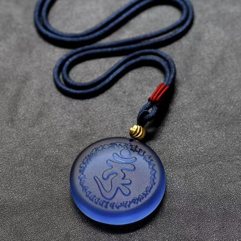 BWOOOH Tibet Shurangama Mantra Liuli Crystal Necklace Pendant