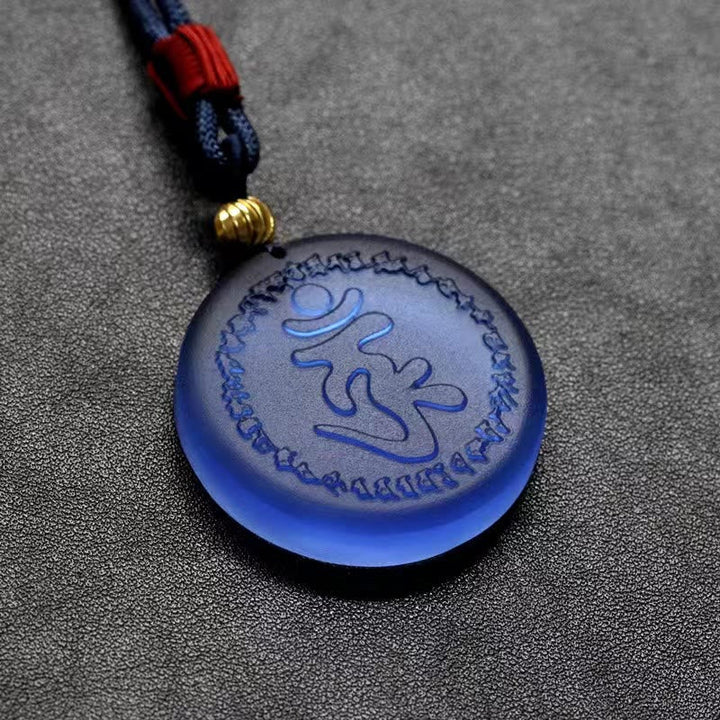 BWOOOH Tibet Shurangama Mantra Liuli Crystal Necklace Pendant