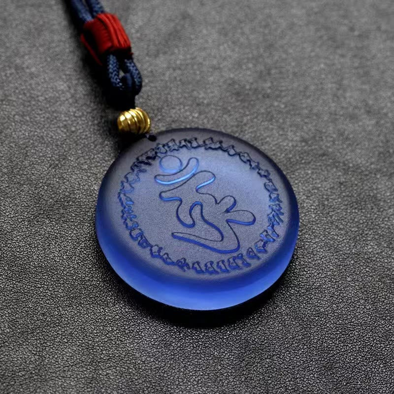 BWOOOH Tibet Shurangama Mantra Liuli Crystal Necklace Pendant