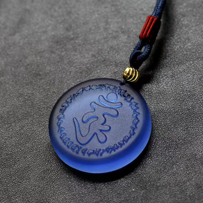 BWOOOH Tibet Shurangama Mantra Liuli Crystal Necklace Pendant