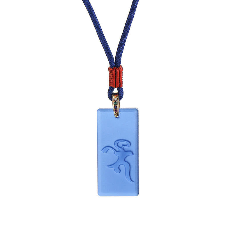 BWOOOH Tibetan Green Tara Medicine Buddha Sanskrit Pattern Liuli Crystal Protection Necklace Pendant