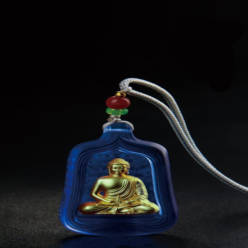 BWOOOH Tibetan Medicine Buddha Liuli Crystal Compassion Serenity Necklace Pendant