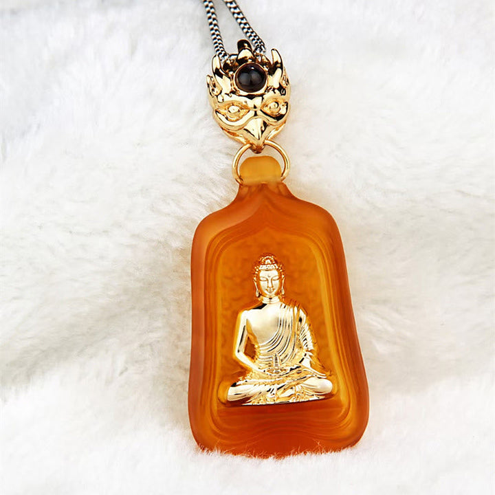 BWOOOH Tibetan Medicine Buddha Liuli Crystal Compassion Serenity Necklace Pendant
