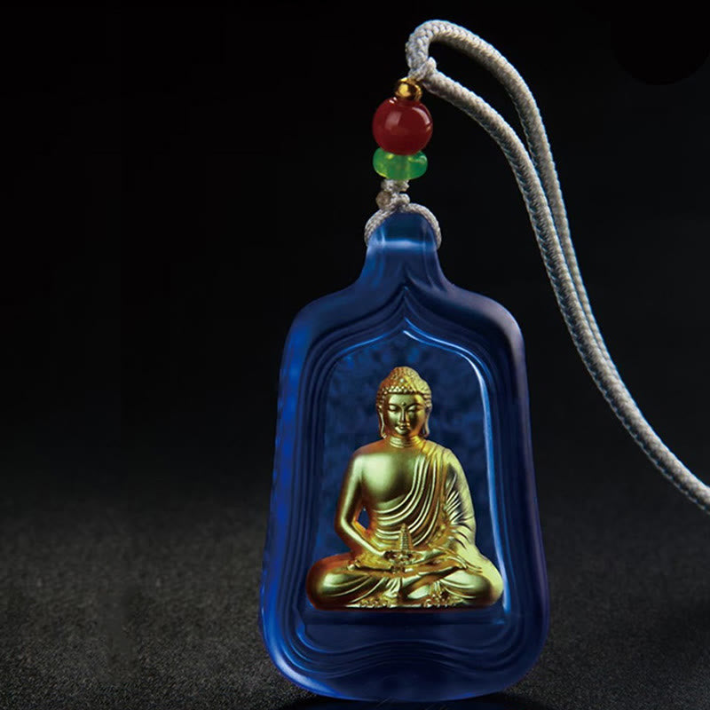 BWOOOH Tibetan Medicine Buddha Liuli Crystal Compassion Serenity Necklace Pendant