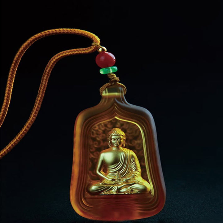 BWOOOH Tibetan Medicine Buddha Liuli Crystal Compassion Serenity Necklace Pendant