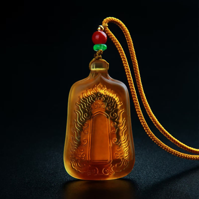 BWOOOH Tibetan Medicine Buddha Liuli Crystal Compassion Serenity Necklace Pendant