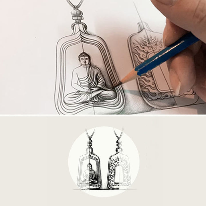 BWOOOH Tibetan Medicine Buddha Liuli Crystal Compassion Serenity Necklace Pendant