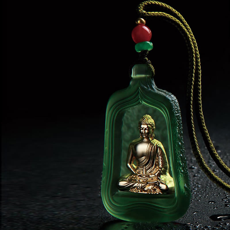 BWOOOH Tibetan Medicine Buddha Liuli Crystal Compassion Serenity Necklace Pendant