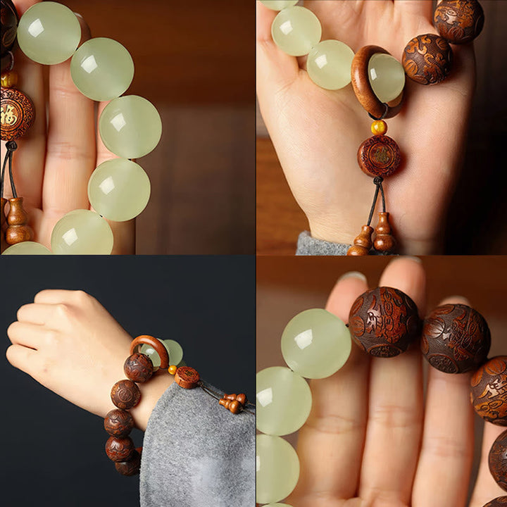 BWOOOH Sappan Wood Engraving Pixiu Fu Character Cure Bracelet