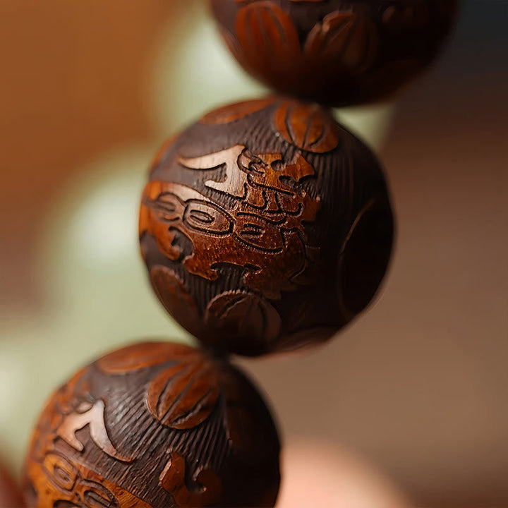 BWOOOH Sappan Wood Engraving Pixiu Fu Character Cure Bracelet