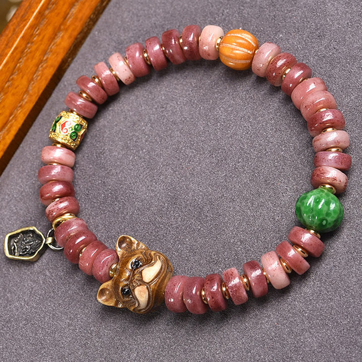BWOOOH Natural Tibetan Camel Bone Purple Blood Beads Pug Luck Bracelet — natural stone Tibetan bracelet for spiritual heal...